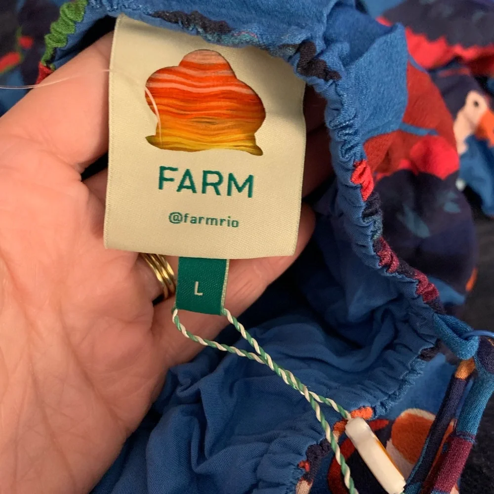 NWT Farm Rio Rainbow Macaws midi dress. Size L - Picture 6 of 7